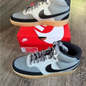 Nike Men's court vision Black and Gray Sneakers with Tan Sole